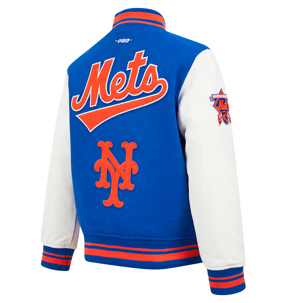MLB NEW YORK METS RETRO CLASSIC BIG BOYS RIB WOOL VARSITY JACKET