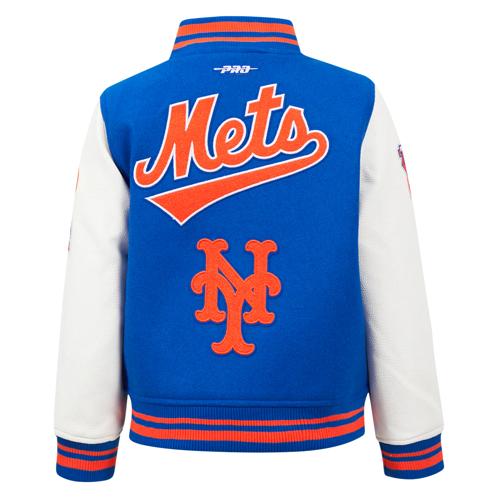 MLB NEW YORK METS RETRO CLASSIC LITTLE BOYS RIB WOOL VARSITY JACKET