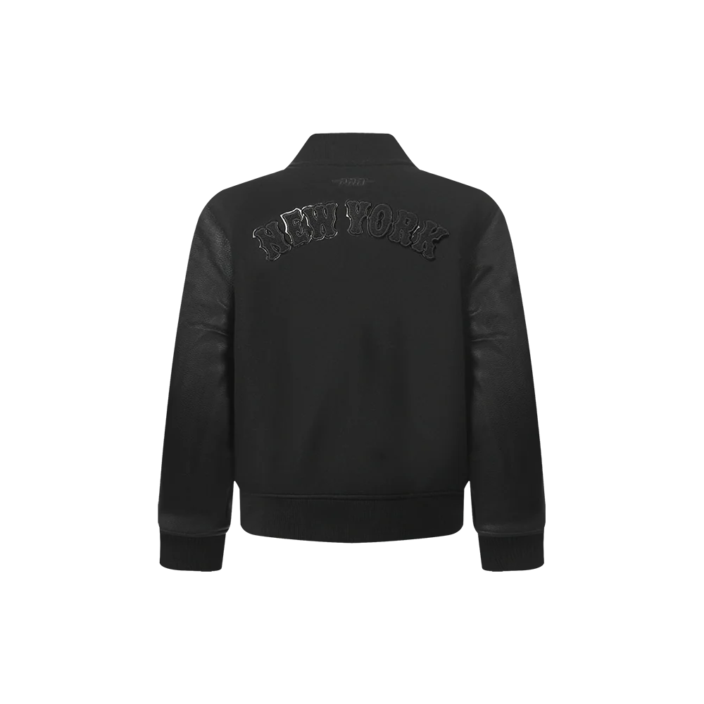 MLB NEW YORK METS TRIPLE BLACK TODDLER BOYS WOOL VARSITY JACKET