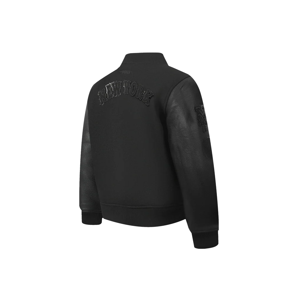 MLB NEW YORK METS TRIPLE BLACK TODDLER BOYS WOOL VARSITY JACKET