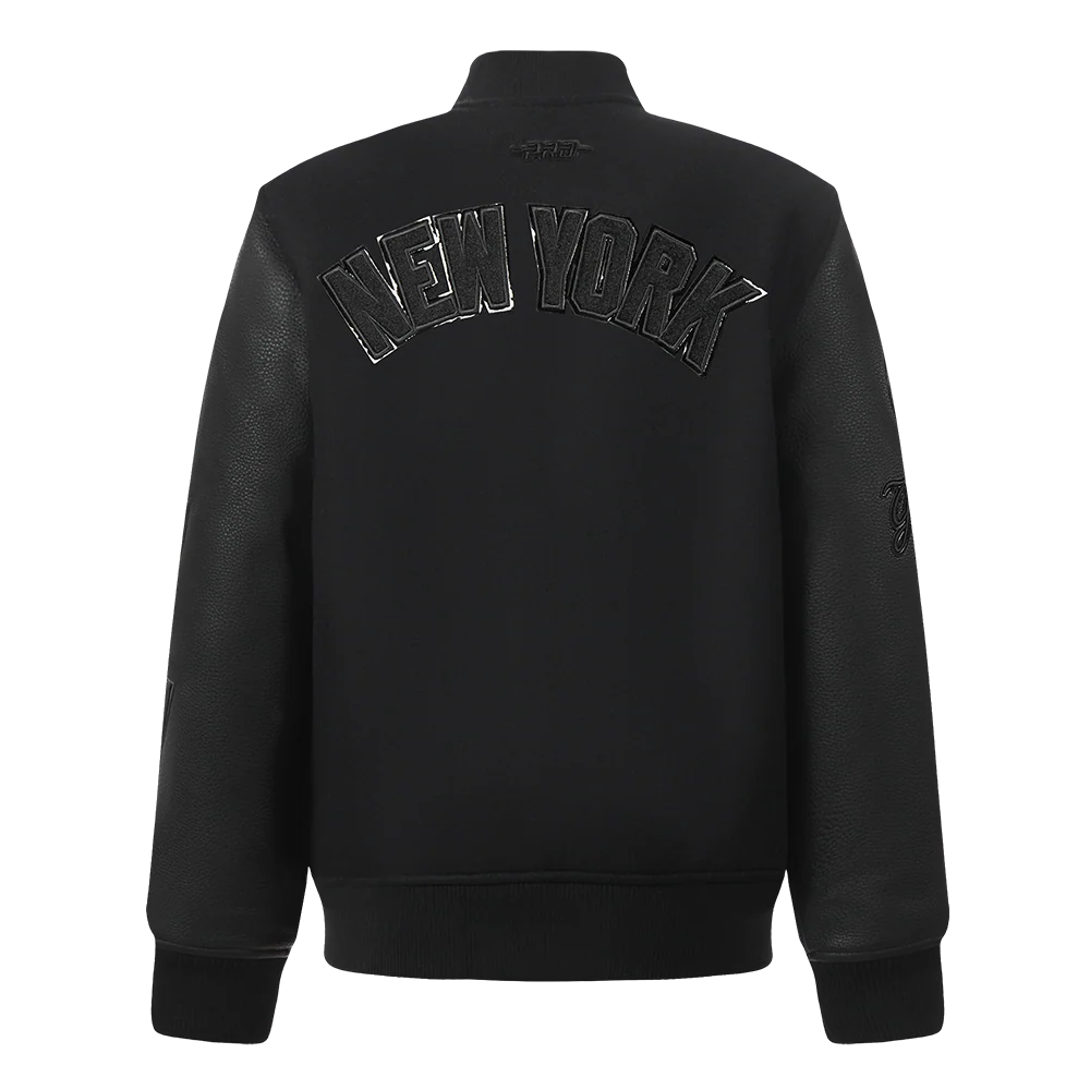 MLB NEW YORK YANKEES TRIPLE BLACK BIG BOYS WOOL VARSITY JACKET
