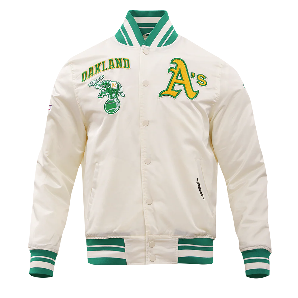 MLB OAKLAND ATHLETICS RETRO CLASSIC MEN'S RIB SATIN JACKET