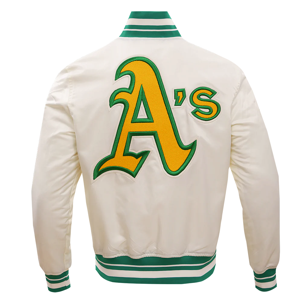 MLB OAKLAND ATHLETICS RETRO CLASSIC MEN'S RIB SATIN JACKET