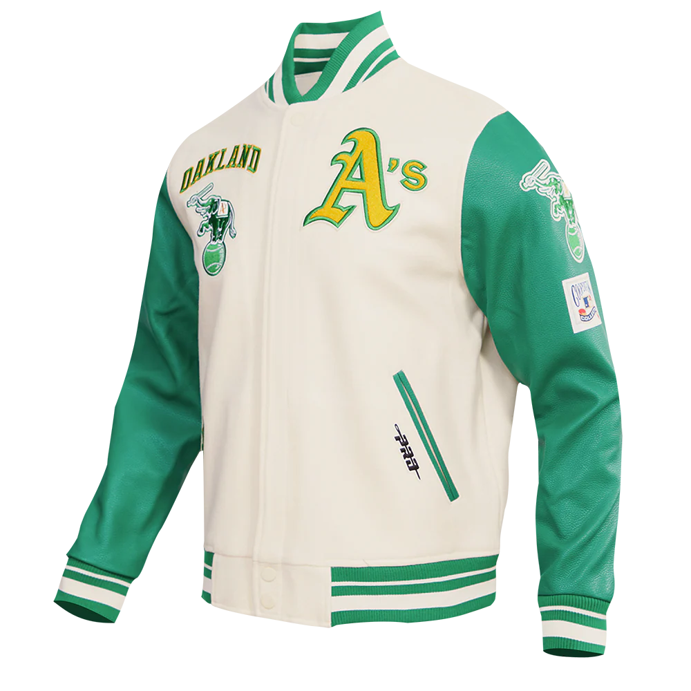 MLB OAKLAND ATHLETICS RETRO CLASSIC MEN'S RIB WOOL VARSITY JACKET