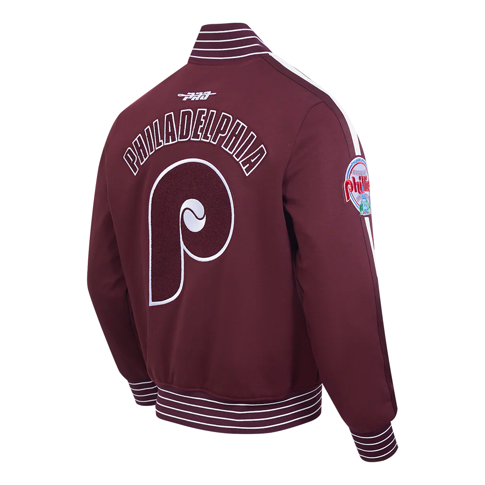 MLB PHILADELPHIA PHILLIES COOPERSTOWN LOGO PRO GAME DAY MEN'S DOUBLE KNIT JACKET