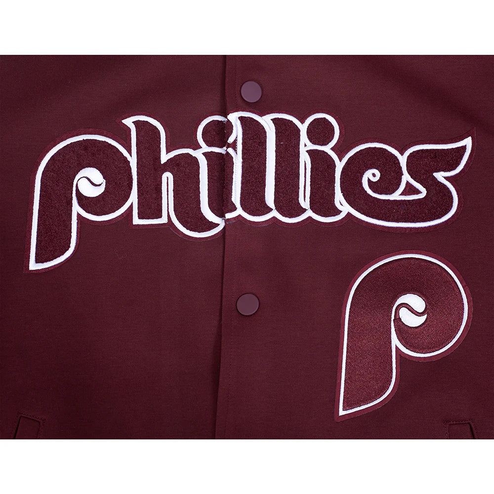 MLB PHILADELPHIA PHILLIES COOPERSTOWN LOGO PRO GAME DAY MEN'S DOUBLE KNIT JACKET