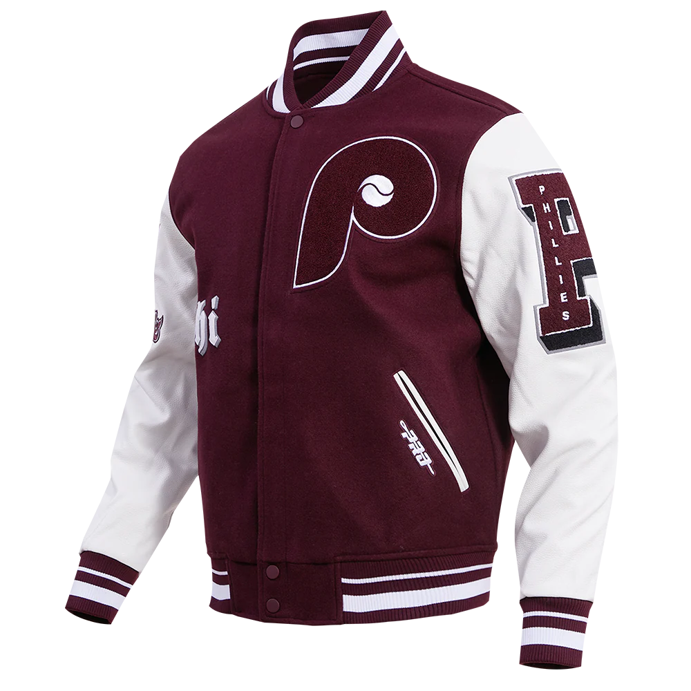 MLB PHILADELPHIA PHILLIES OLD ENGLISH WOOL MEN'S VARSITY JACKET