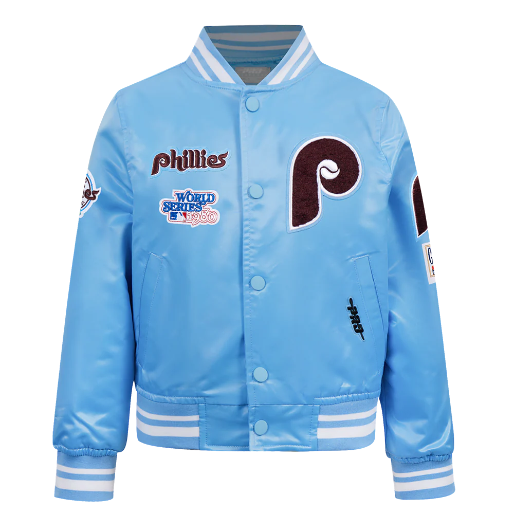 MLB PHILADELPHIA PHILLIES RETRO CLASSIC LITTLE BOYS RIB SATIN JACKET