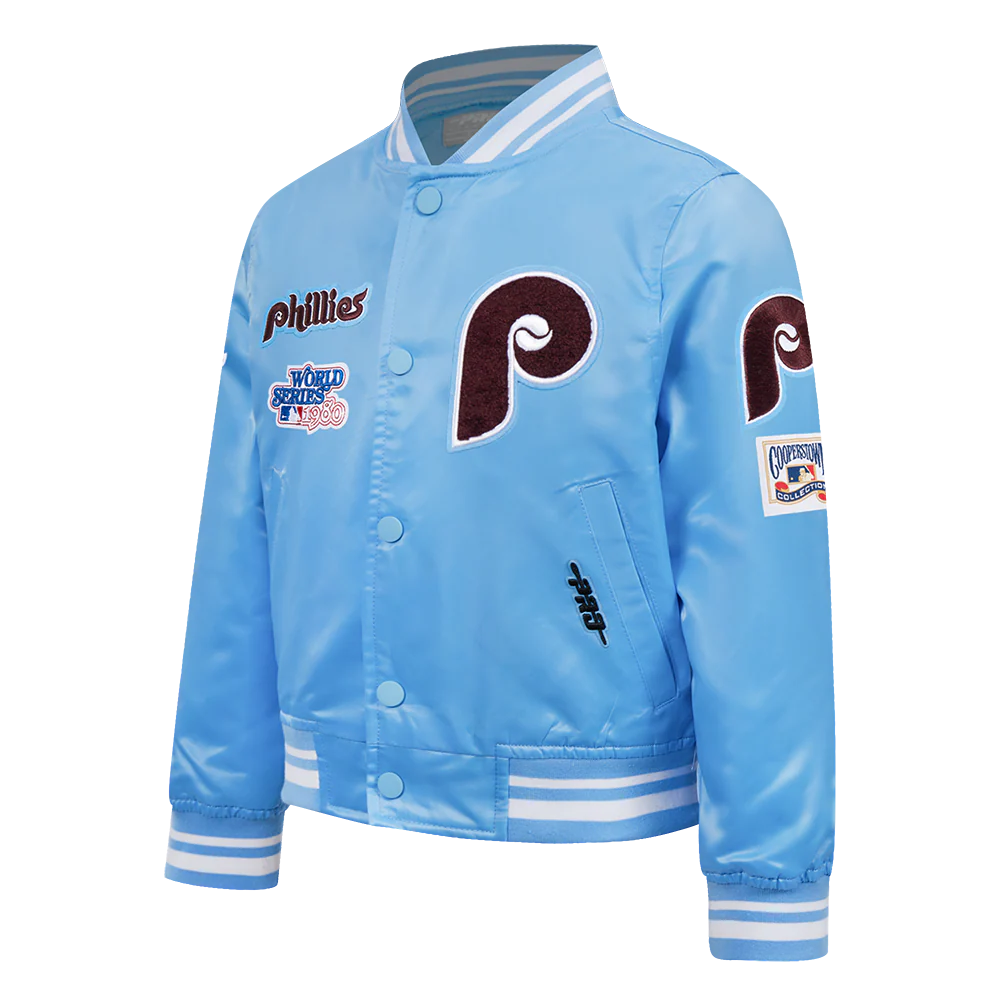 MLB PHILADELPHIA PHILLIES RETRO CLASSIC LITTLE BOYS RIB SATIN JACKET