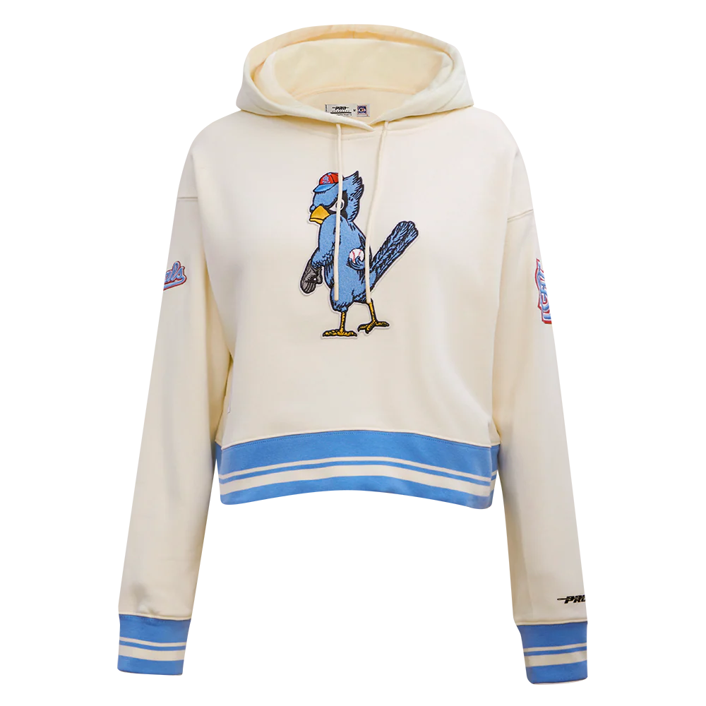 MLB ST. LOUIS CARDINALS RETRO CLASSIC WOMEN'S CROPPED PULLOVER HOODIE