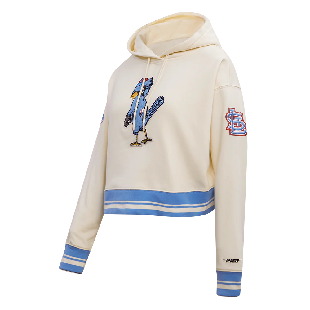 MLB ST. LOUIS CARDINALS RETRO CLASSIC WOMEN'S CROPPED PULLOVER HOODIE