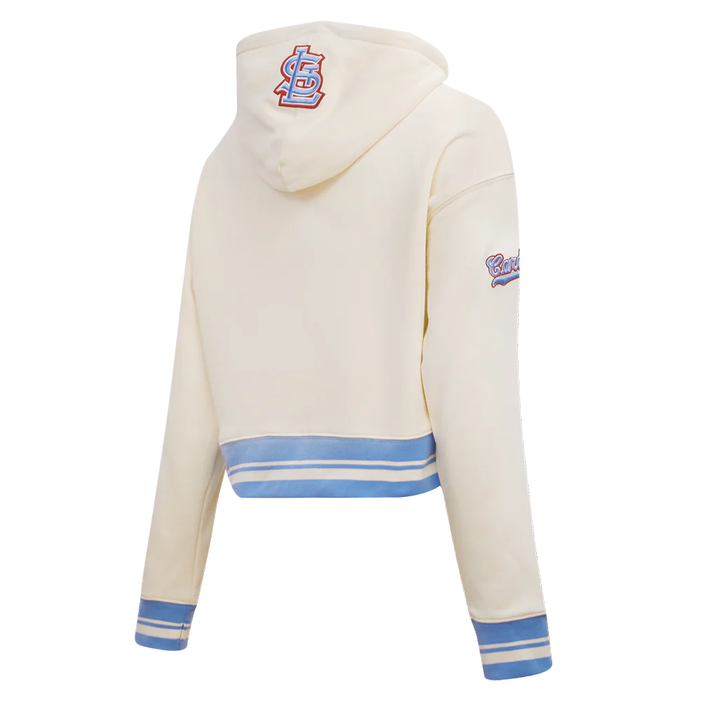 MLB ST. LOUIS CARDINALS RETRO CLASSIC WOMEN'S CROPPED PULLOVER HOODIE