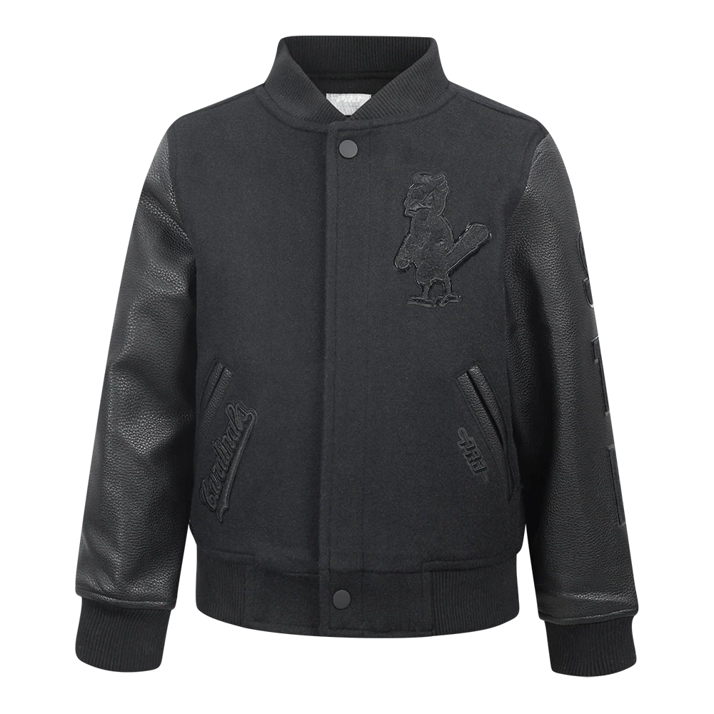 MLB ST. LOUIS CARDINALS TRIPLE BLACK LITTLE BOYS WOOL VARSITY JACKET