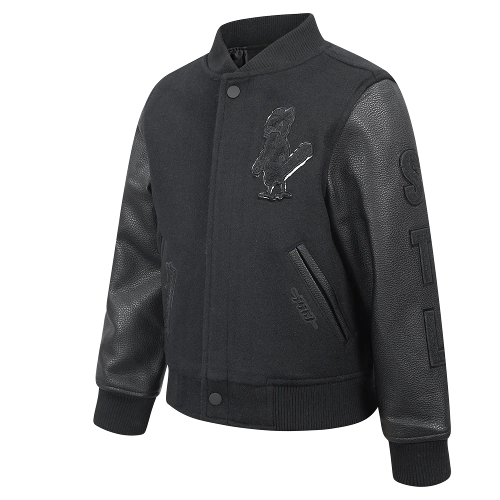 MLB ST. LOUIS CARDINALS TRIPLE BLACK LITTLE BOYS WOOL VARSITY JACKET