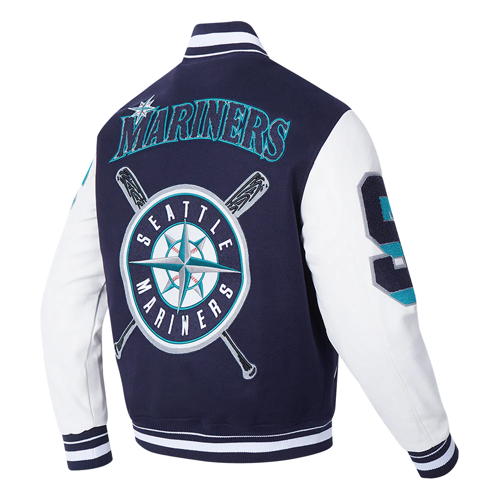 MLB SEATTLE MARINERS MASHUP MEN'S RIB WOOL VARSITY JACKET