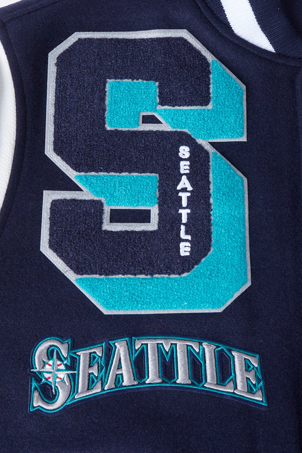 MLB SEATTLE MARINERS MASHUP MEN'S RIB WOOL VARSITY JACKET