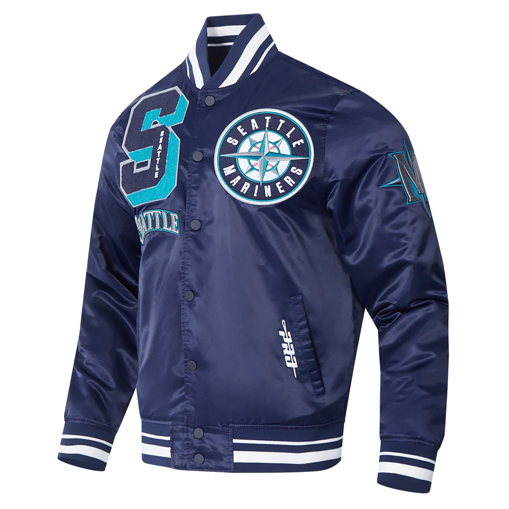 MLB SEATTLE MARINERS MASHUP MEN'S RIB SATIN JACKET