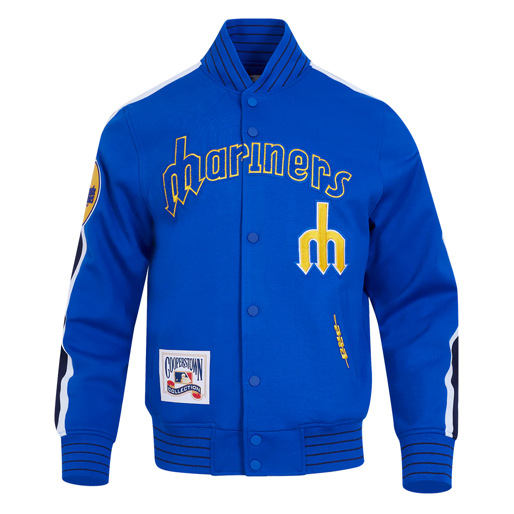 MLB SEATTLE MARINERS COOPERSTOWN LOGO PRO GAME DAY MEN'S DOUBLE KNIT JACKET