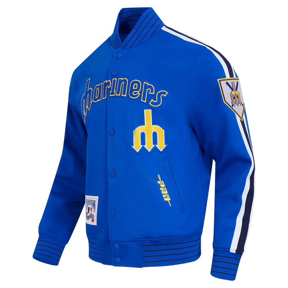 MLB SEATTLE MARINERS COOPERSTOWN LOGO PRO GAME DAY MEN'S DOUBLE KNIT JACKET