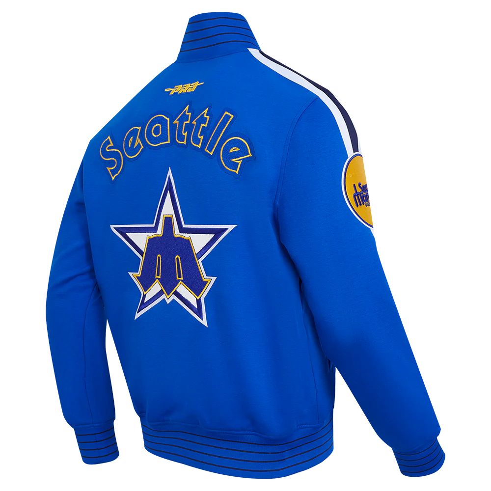 MLB SEATTLE MARINERS COOPERSTOWN LOGO PRO GAME DAY MEN'S DOUBLE KNIT JACKET