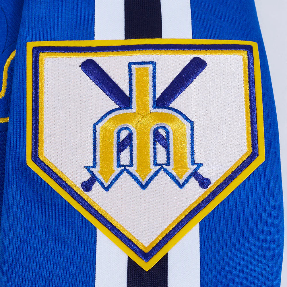 MLB SEATTLE MARINERS COOPERSTOWN LOGO PRO GAME DAY MEN'S DOUBLE KNIT JACKET