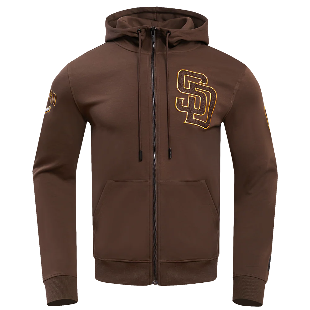 MLB SAN DIEGO PADRES CLASSIC CHENILLE MEN'S FULL ZIP PULLOVER HOODIE