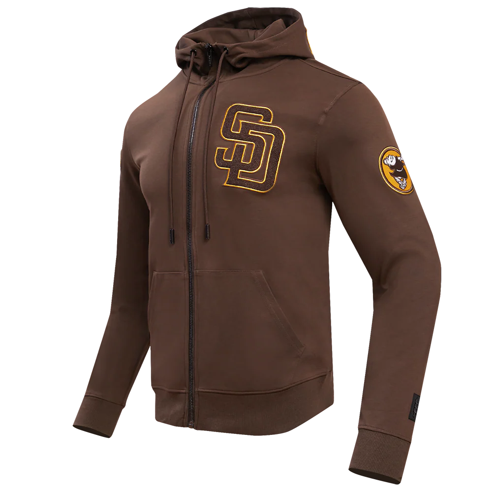 MLB SAN DIEGO PADRES CLASSIC CHENILLE MEN'S FULL ZIP PULLOVER HOODIE