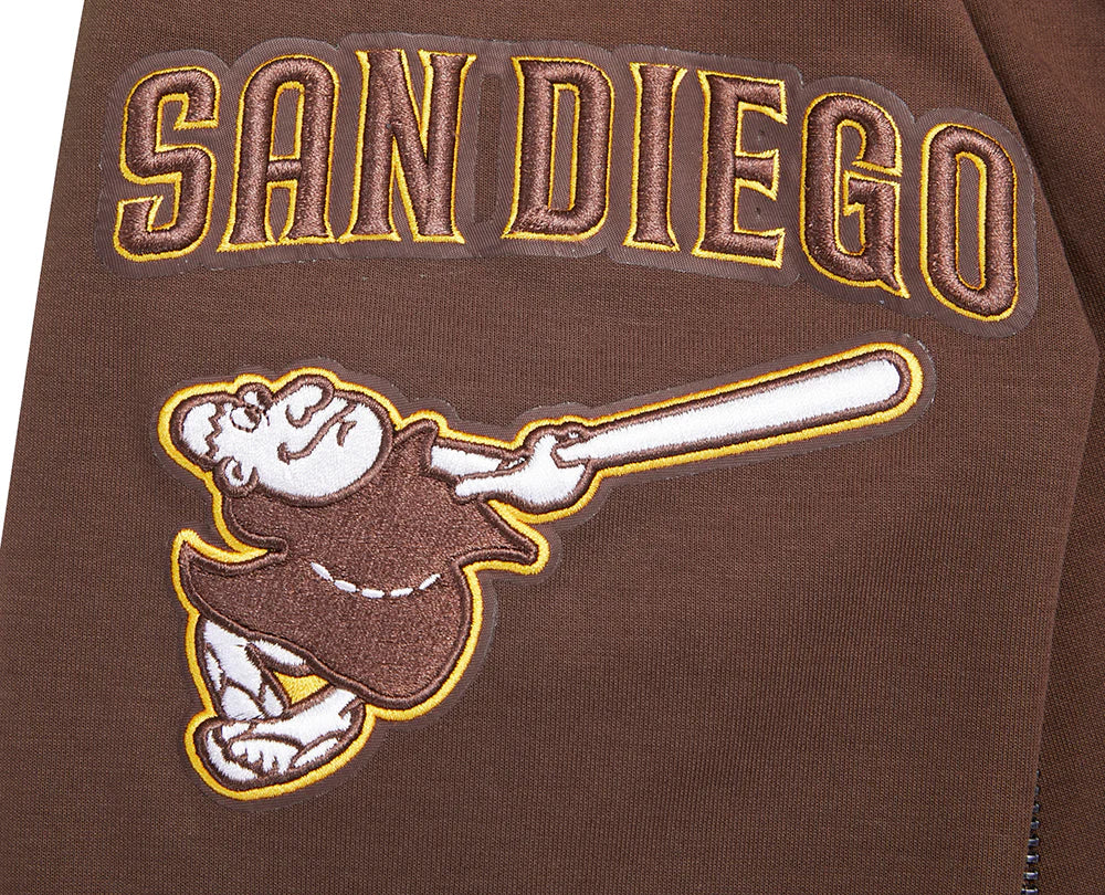 MLB SAN DIEGO PADRES CLASSIC CHENILLE MEN'S FULL ZIP PULLOVER HOODIE
