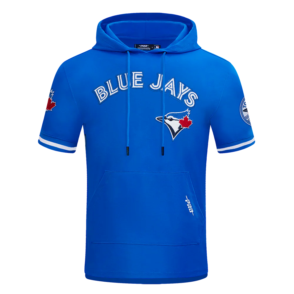 MLB TORONTO BLUE JAYS CLASSIC CHENILLE MEN'S DOUBLE KNIT SHORT SLEEVE PULLOVER HOODIE