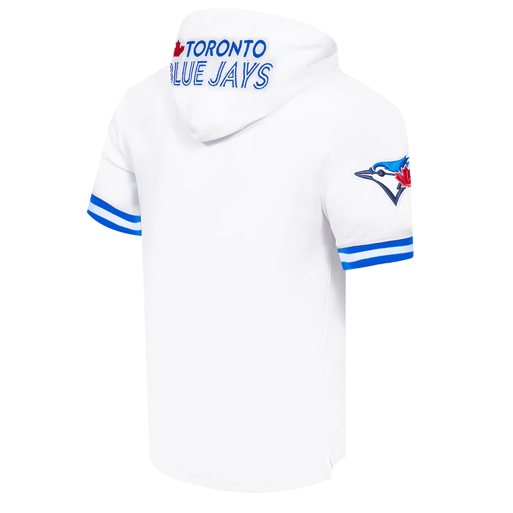 MLB TORONTO BLUE JAYS CLASSIC CHENILLE MEN'S DOUBLE KNIT SHORT SLEEVE PULLOVER HOODIE