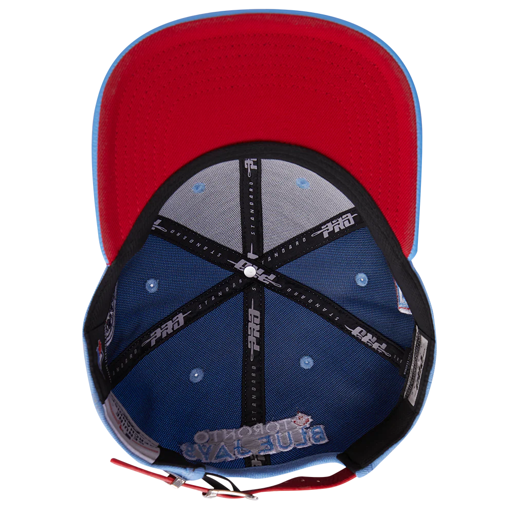 MLB TORONTO BLUE JAYS OLD ENGLISH UNISEX 6 PANEL LEATHER STRAPBACK