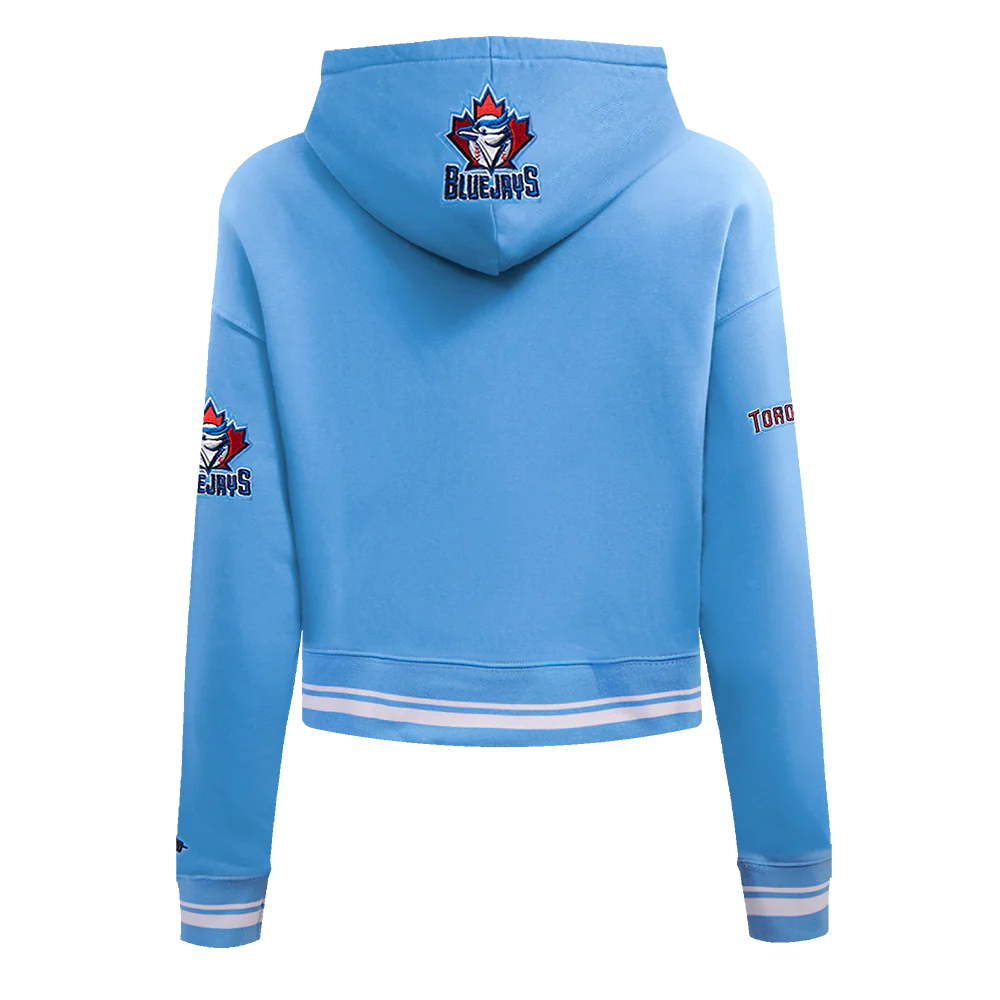 MLB TORONTO BLUE JAYS RETRO CLASSIC WOMEN'S RIB CROPPED PULLOVER HOODIE