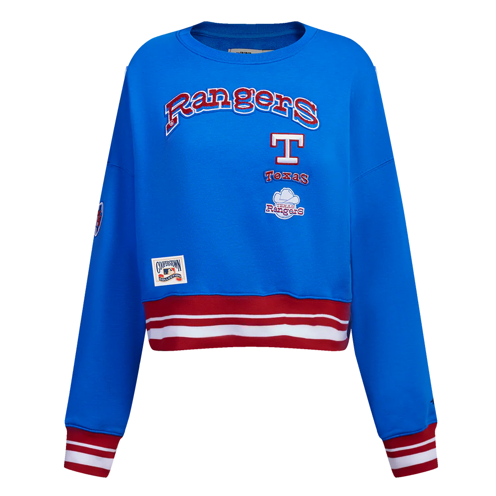 MLB TEXAS RANGERS RETRO CLASSIC WOMEN'S RIB CREWNECK