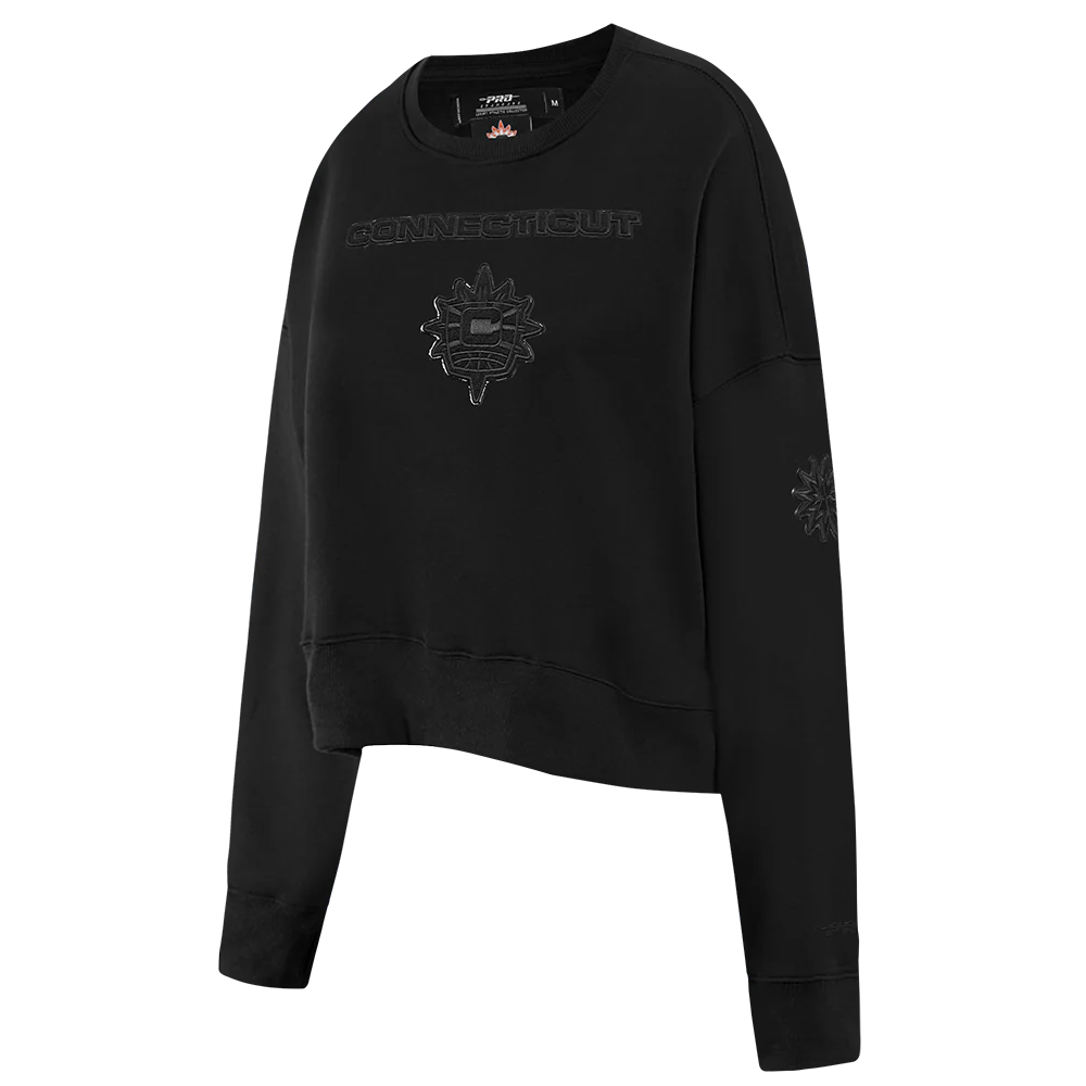 WNBA CONNECTICUT SUN TRIPLE BLACK WOMEN'S FLEECE CREWNECK