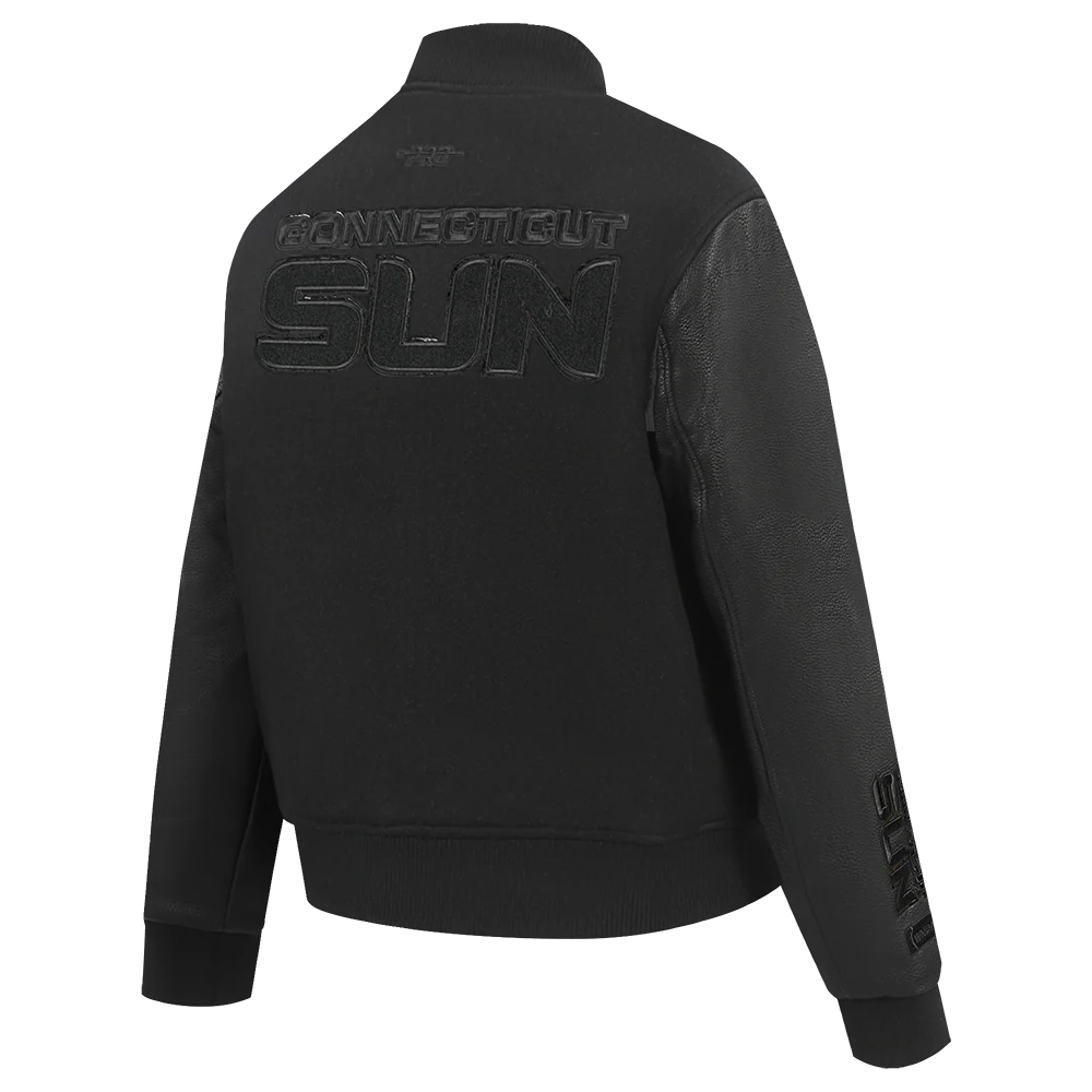 WNBA CONNECTICUT SUN TRIPLE BLACK WOMEN'S RIB WOOL VARSITY JACKET