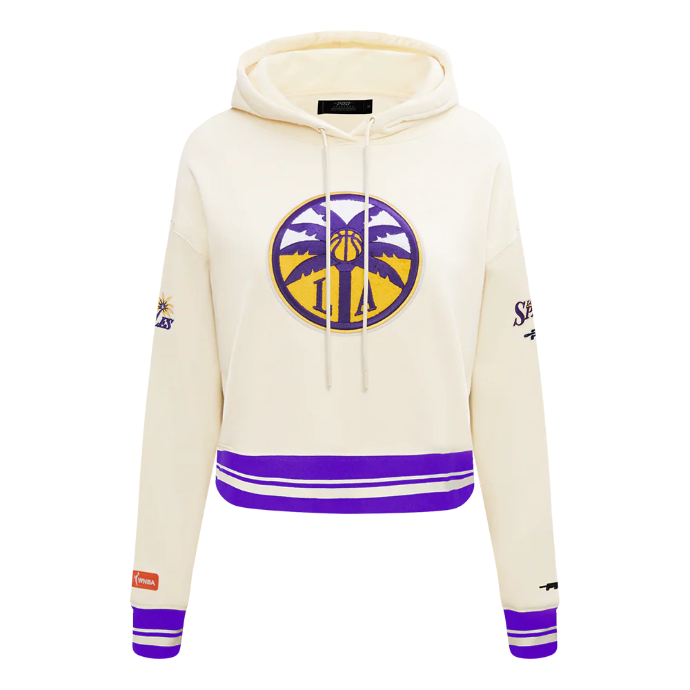 WNBA LOS ANGELES SPARKS RETRO CLASSICS WOMEN'S RIB FLEECE CROPPED PULLOVER HOODIE