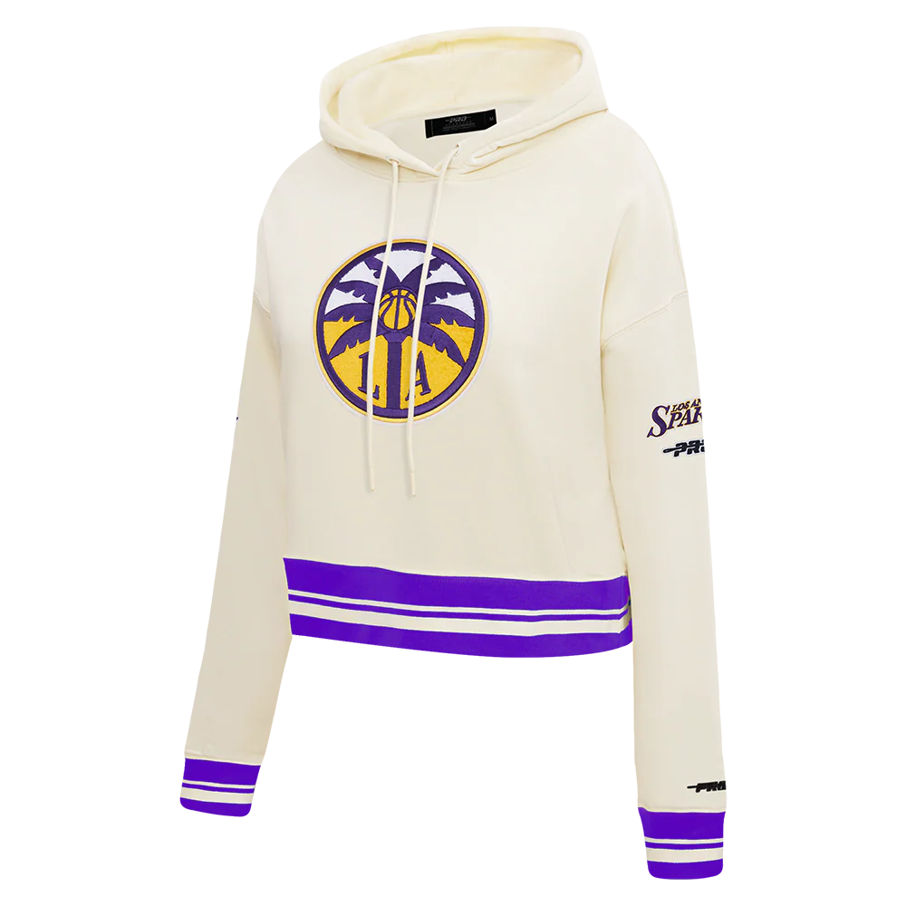 WNBA LOS ANGELES SPARKS RETRO CLASSICS WOMEN'S RIB FLEECE CROPPED PULLOVER HOODIE