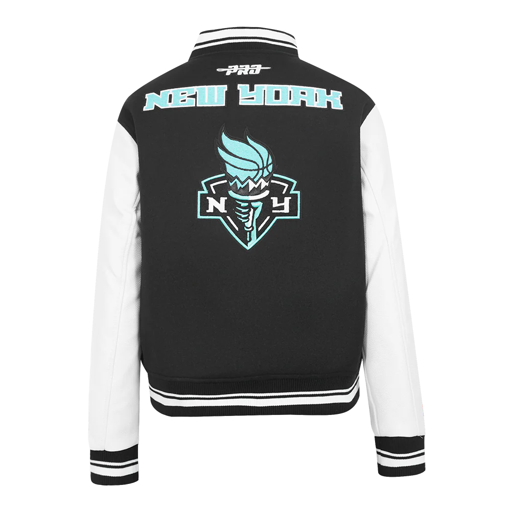 WNBA NEW YORK LIBERTY RETRO CLASSICS WOMEN'S RIB WOOL VARSITY JACKET