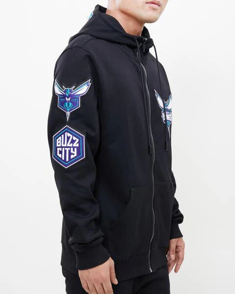 NBA CHARLOTTE HORNETS CLASSIC CHENILLE MEN'S FULL ZIP PULLOVER HOODIE