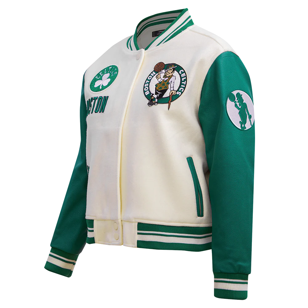 NBA BOSTON CELTICS RETRO CLASSIC WOMEN'S RIB WOOL VARSITY JACKET