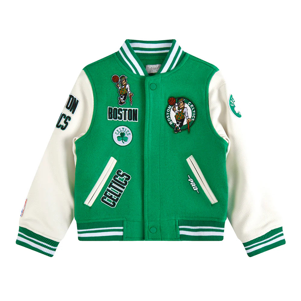 NBA BOSTON CELTICS RETRO CLASSIC LITTLE BOYS RIB WOOL VARSITY JACKET