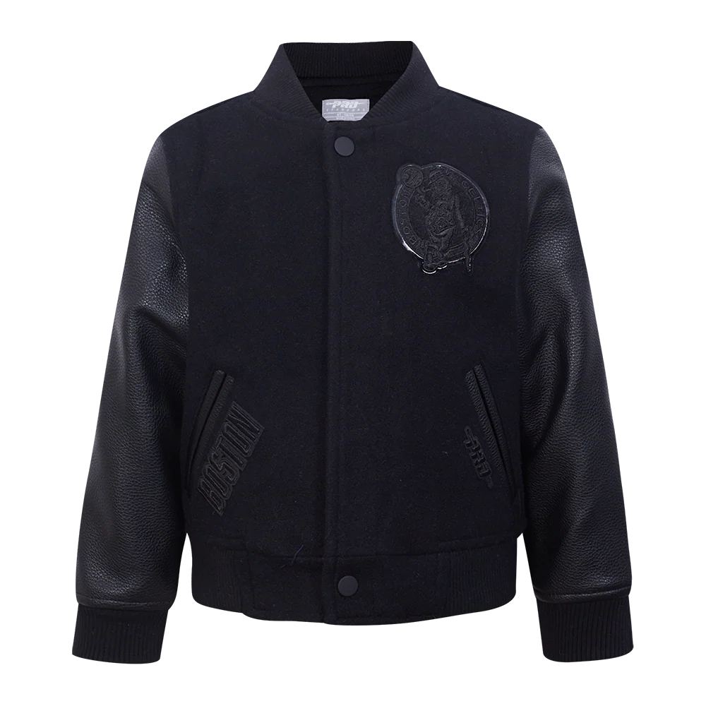 NBA BOSTON CELTICS TRIPLE BLACK TODDLER BOYS WOOL VARSITY JACKET
