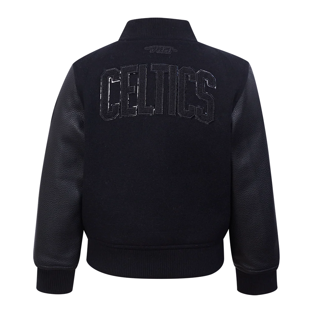 NBA BOSTON CELTICS TRIPLE BLACK TODDLER BOYS WOOL VARSITY JACKET