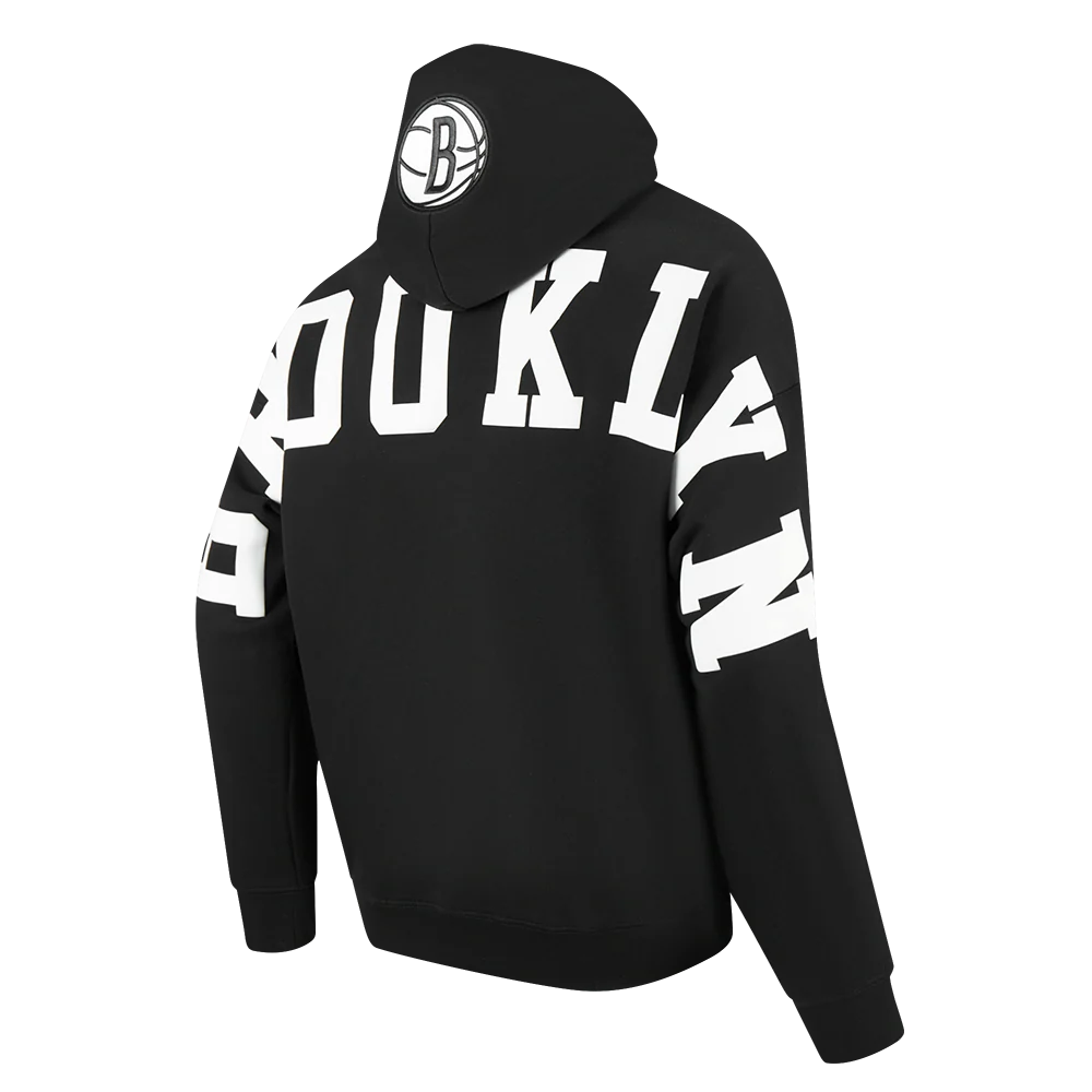NBA BROOKLYN NETS WINGSPAN MEN'S DROP SHOULDER FLEECE PULLOVER HOODIE