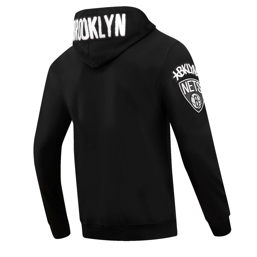 NBA BROOKLYN NETS CLASSIC CHENILLE MEN'S FULL ZIP PULLOVER HOODIE