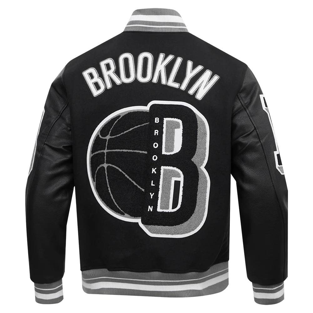 NBA BROOKLYN NETS MASHUP MEN'S RIB WOOL VARSITY JACKET