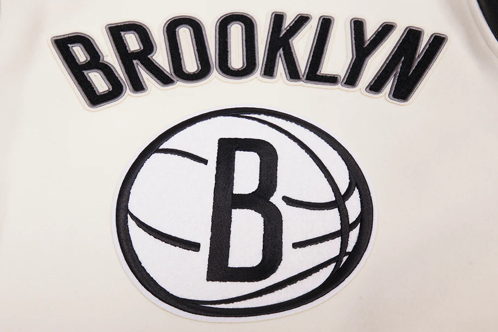 NBA BROOKLYN NETS RETRO CLASSIC MEN'S RIB WOOL VARSITY JACKET