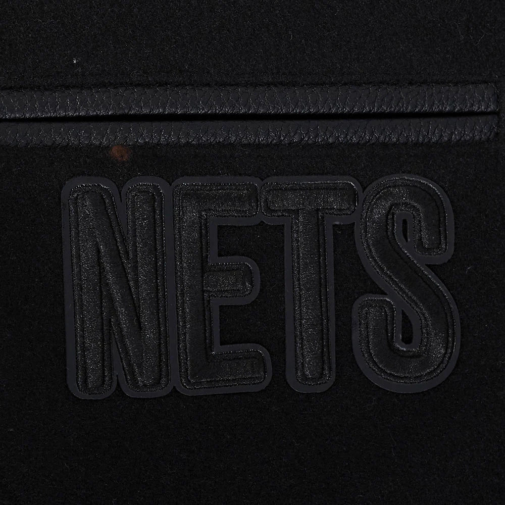 NBA BROOKLYN NETS TRIPLE BLACK BIG BOYS WOOL VARSITY JACKET