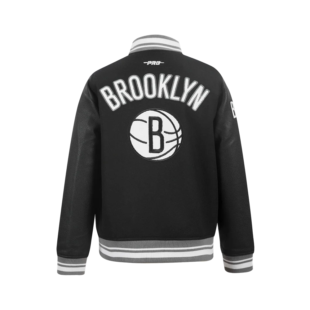 NBA BROOKLYN NETS RETRO CLASSIC BIG BOYS RIB WOOL VARSITY JACKET