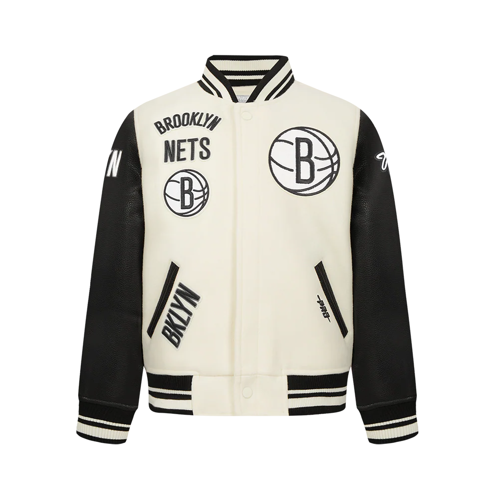 NBA BROOKLYN NETS RETRO CLASSIC BIG BOYS RIB WOOL VARSITY JACKET